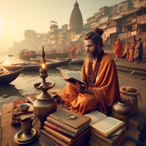 Indian Sanatan Sadhu Reading Indian Spirituality, Hd Photography, Indian Mythology, Golden Bird, Friends Cartoon, Indian History Facts, Best Friends Cartoon, India Photography, Friend Cartoon