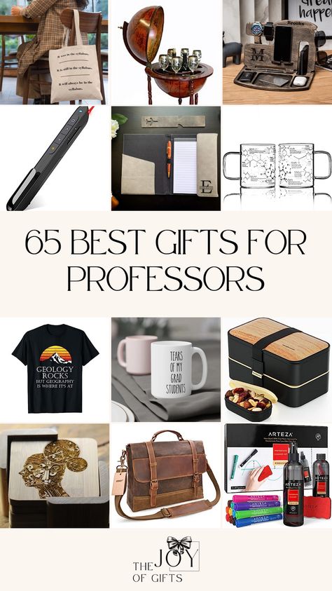 Are you looking for the perfect professor gift? Find it in this collection of the best gifts for professors from The Joy of Gifts! You'll see funny professor gifts, practical gifts for professors, and gorgeous personalized gifts for professors. Enjoy! College Professor Gifts Ideas, Professor Appreciation Gifts College, Gifts For Academics, Professor Gift Ideas, Gift Ideas For Male Teachers, Gifts For Male Teachers, Graduation Gifts For Teachers, Gifts For A Teacher, Professor Gifts