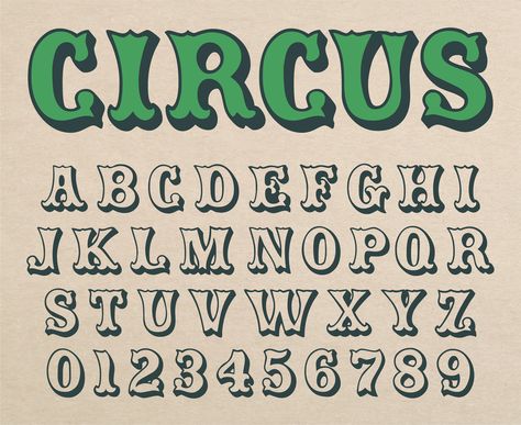 Circus Font Carnival Font Circus Letters Font Circus Font - Etsy Circus Lettering Alphabet, Circus Font Alphabet, Vintage Circus Sign, Carnival Font Alphabet, Fun Lettering Fonts, Mexican Fonts Alphabet, Circus Signs Vintage, 2000s Font Alphabet, Drawing Letters Fonts