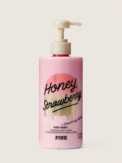 Strawberry Lotion, Honey Strawberry, Honey Body Lotion, Pink Lotion, Paranormal Equipment, Honey Shampoo, Victoria Secret Lotion, Bath N Body Works, Skin Care Lotions