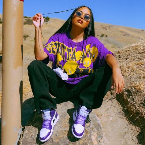 Bff Outfits, Purple Outfits, Tomboy Style Outfits, Chill Outfits, Dope Fashion, Streetwear Fashion Women, Fashion Attire, Swaggy Outfits, Tomboy Fashion