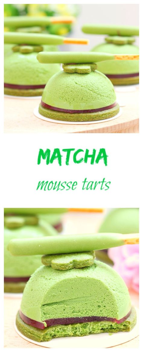 Matcha Mousse Recipe, Zumbo Desserts, Matcha Dessert Recipes, Mini Patisserie, Matcha Baking, Matcha Mousse, Green Tea Dessert, Cheese Mousse, Matcha Green Tea Recipes