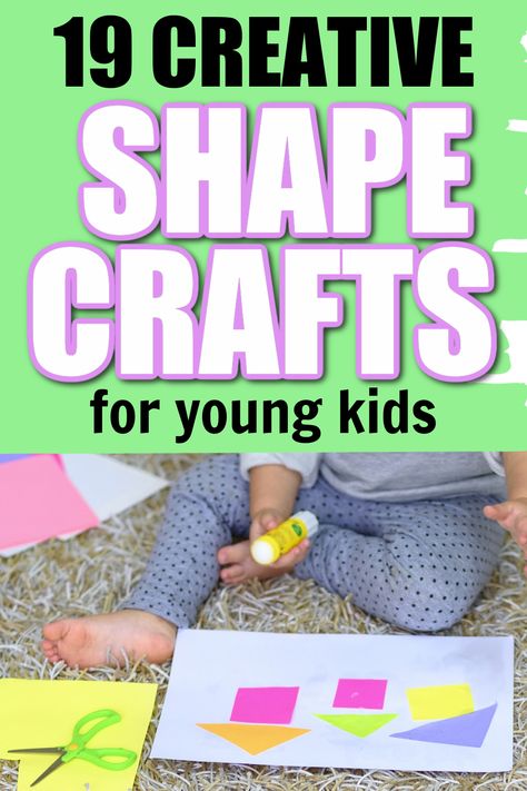 Shapes Physical Activities Preschool, Shape Art For Toddlers, Shape Art Preschool, Shape Crafts For Preschoolers, Easy Preschool Art, Preschool Art Ideas, Art Projects Easy, Creativity Activities, Math Activities For Toddlers