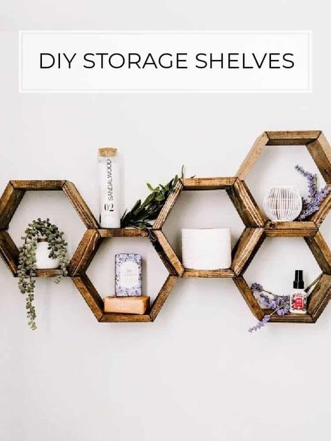 Decor Tutorials Archives - Page 7 of 8 - Crafted by the Hunts Beehive Shelves Diy, Beehive Shelves, Beehive Shelf, Diy Hexagon Shelves, Diy Shelves Design, Diy Shelves Ideas, Diy Home Decor For Apartments, Hunting Diy, Hexagon Shelves