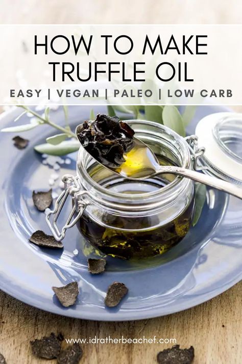 How To Make Homemade Truffle Oil. This truffle oil recipe is: Gluten Free, Paleo, Low Carb, Vegetarian, Vegan, Primal and Wheat Belly Friendly. How To Make Truffle Oil, Black Truffle Recipe, How To Make Truffles, Fresh Truffle, Infused Oil Recipes, Truffle Oil Recipes, Black Truffle Oil, Truffle Recipes, Homemade Truffles