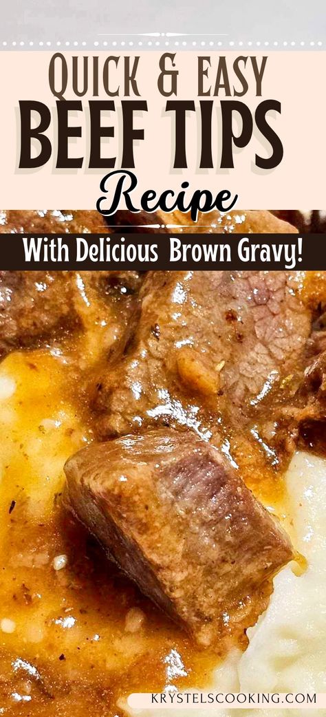 Transform your weekday dinners with my incredible Beef Tips and Gravy recipe! Easy, stovetop quick, and made in cast iron for that perfect, mouthwatering flavor. Say goodbye to boring dinners and hello to drool-worthy meals! Follow me for more great recipes! 🌟 3 Ingredient Beef Tips, Quick And Easy Beef Tips And Gravy, Beef Tips With Brown Gravy Packet, Beef In Gravy Recipes, Fast Beef Tips And Gravy, Quick Beef Tips Recipe, Braised Beef Tips And Gravy, Beef Tip Recipes Stove Top, Homemade Beef Tips And Gravy