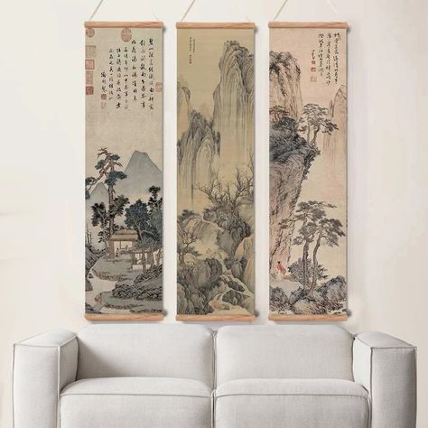 Painting Scroll Wall Art Ready to Hang This elegant hanging scroll makes a great gift or gorgeous home decor. Eco-friendly 280 gsm high quality cotton canvas, waterproof ,never fade, can wipe, easy to take care of.High definition image, poster has the vivid color and will not fade. NATURAL WALNUT WOOD STRIPS and rope included. Scroll painting ready to hang! Chinese Wall Art, Red Crowned Crane, Crowned Crane, Chinese Wall, Chinese Artwork, Traditional Chinese Art, Red Crown, Art Japonais, East Asian