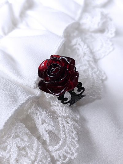 Dark Red Vintage Gothic Rose Ring Red Gothic, Hollow Ring, Gothic Rose, Red Rose Flower, Rose Decor, Gothic Rings, Rose Rouge, Punk Jewelry, Victorian Rings