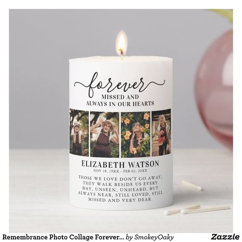 Remembrance Photo Collage Forever in Our Hearts In Remembrance Quotes, Personalized Memorial Candles, Remembrance Quotes, Memorial Candles, Remembrance Candle, Candle Modern, Wedding Memorial Sign, Forever In Our Hearts, In Remembrance