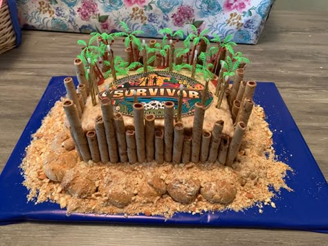 Survivor Cake Ideas, Survivor Birthday Cake, Survivor Birthday Party Ideas, Survivor Themed Birthday Party, Survivor Birthday Party, Survivor Cake, Survivor Party Games, Survivor Theme, Survivor Party