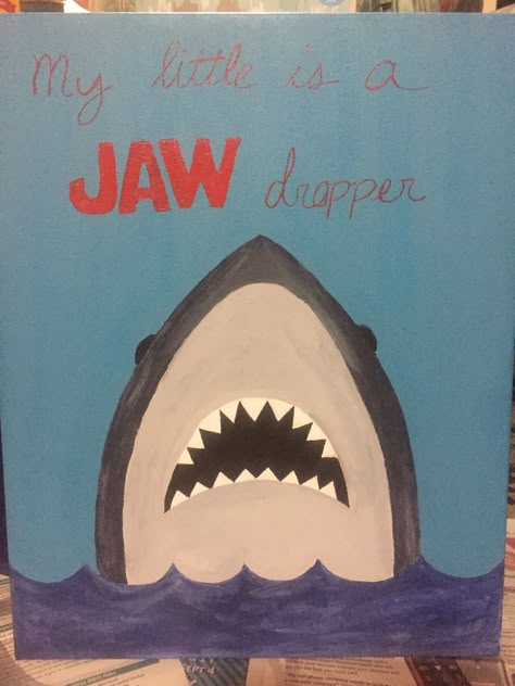 Shark Big Little Reveal, Big Lil Reveal Themes Funny, Big Little Poster Ideas, Big Little Poster, Big Little Reveal Themes, Sorority Paintings, Big Little Canvas, Sorority Themes, Sailor Theme