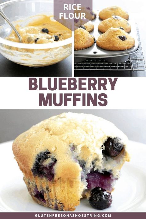 Rice Flour Muffins, Rice Flour Recipes, Gluten Free Blueberry Muffins, Tin Recipes, Lemon Blueberry Muffins, Lemon Drizzle, Muffin Recipes Blueberry, Homemade Muffins, Gluten Free Cake