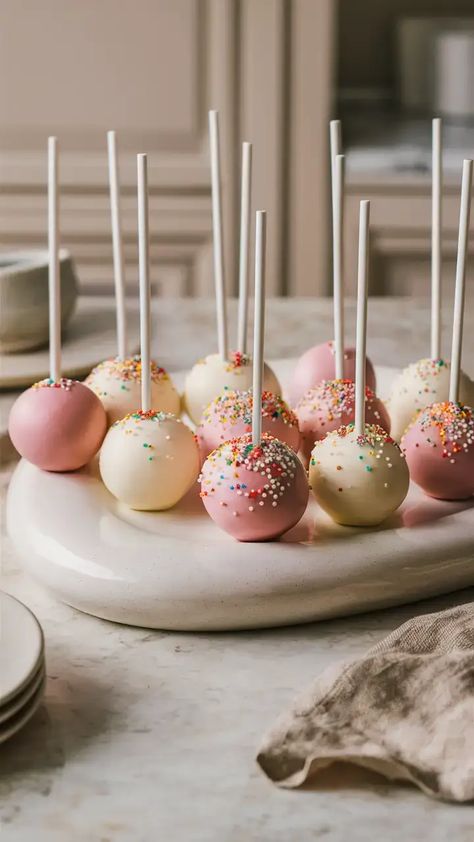 Cake Pop Recipe a Perfect Homemade Treats! Cake Lollipops, Lollipop Cake, Chocolate Lollipop, Tiny Cakes, Cake Pop Sticks, Cake Pop Recipe, Cake Mixture, Types Of Cakes, Melted Chocolate