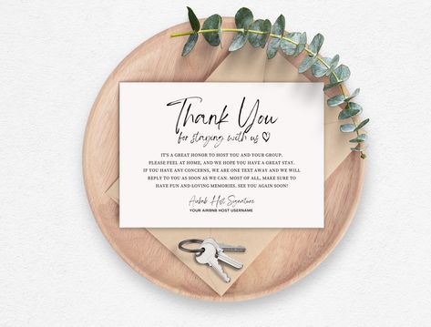 Airbnb Templates, Airbnb Rentals, Welcome Card, Kit Design, Airbnb Host, Marketing Template, Thank You Card Template, Thank You Notes, Kind Words