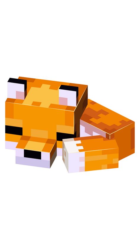 A cute little fox with a bushy tail and beautiful orange fur decided to rest and sleep. The Minecraft sticker with Sleeping Baby Fox!. Minecraft Fox Sleeping, Fox Minecraft, Simple Sandbox, Blockbench Models, Minecraft Box, Alex Minecraft, Minecraft Animals, Minecraft Painting, Fox Stickers