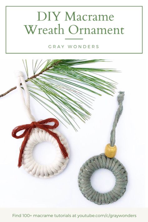 How to make a mini macrame wreath!! #macrame #macrameart #macrameornaments #macramewreath #diywreathideas #diyornaments #diychristmasgifts #diychristmasornaments #diychristmasdecorations Mini Macrame Wreath Diy, Mini Macrame Wreath, Macrame Wreath Ornament Diy, Quick Diy Gifts For Friends, Easy Macrame Wreath, Macrame Wreath Diy, Macrame Wreath Ornament, Mini Wreath Diy, Holiday Macrame