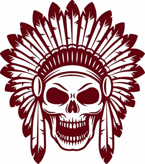 Skull Car Decals, Face Skeleton, Chief Headdress, Indian Skull Tattoos, Wall Art Idea, Chiefs Headdress, Headdress Tattoo, Inca Tattoo, American Indian Tattoos