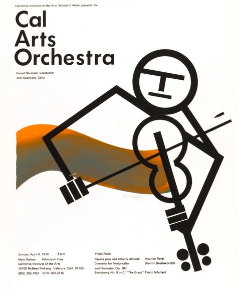 CalArts Orchestra poster by Bill Siegal | CalArts Poster Archive Orchestra Graphic Design, Orchestra Poster, Event Poster Design, Music Do, Event Poster, The 1980s, Concert Posters, Art School, Orchestra