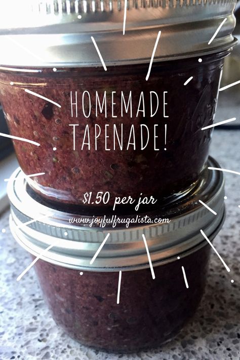 Homemade Christmas Gifts – Olive Tapenade - The Joyful Frugalista Homemade Tapenade, Edible Christmas Gifts, Jar Of Jam, Olive Tapenade, Perfect Chocolate Chip Cookies, Sliced Baguette, Tapenade, Christmas Cooking, Homemade Christmas Gifts