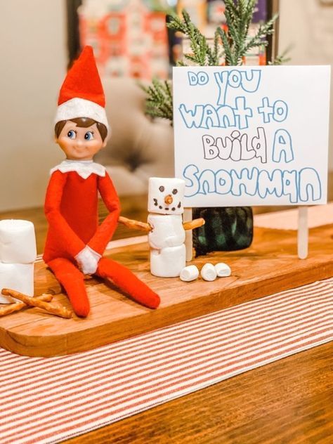 Elf Builds A Snowman, Elf On The Shelf Build A Snowman, Elf On The Shelf Kit Ideas, Snowman Elf On The Shelf, Elf On The Shelf Snowman, Elf Fancy Dress, Elf 2023, Elf Snowman, Elf Shenanigans