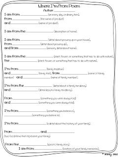 Where I’m From - Teachers can use this idea to teach poetry. This “Where I’m From” worksheet will help students learn about creating a poem about their life and who they are. Students will learn about imagery by describing themselves and thinking about their life. Poems can be stories and students will learn that concept when working on this worksheet. Where I Am From Poem Template, Where Im From Poem, Poetry Classroom, I Am Poem, Poem Template, 5th Grade Writing, Poetry Unit, Ela Writing, Teaching Poetry