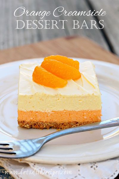 My husband is a huge fan of both Jell-O and Orange Creamsicles, so I knew he'd love this dessert.  And he wasn't the only one!  It really does taste like an Orange Creamsicle, and with summer just ... Orange Creamsicle Dessert, Creamsicle Dessert, Orange Desserts, Refrigerator Desserts, Dessert Lasagna, Refrigerator Cake, Orange Dessert, Layered Dessert, Orange Dreamsicle