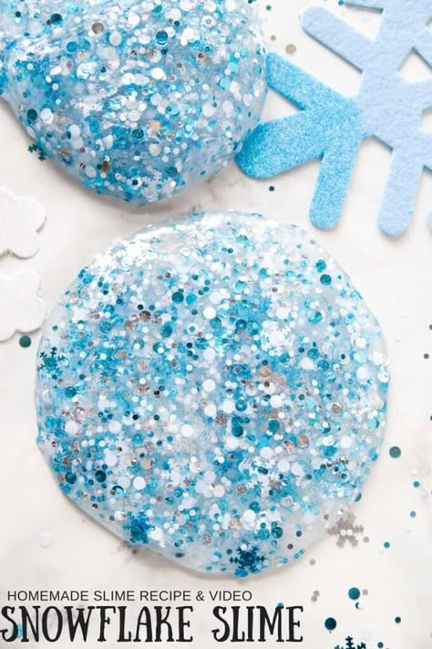 Homemade Slime Recipe, Snowflake Craft, Slime For Kids, Homemade Slime, Winter Activities For Kids, Glitter Slime, Winter Preschool, Winter Crafts For Kids, How To Make Snow