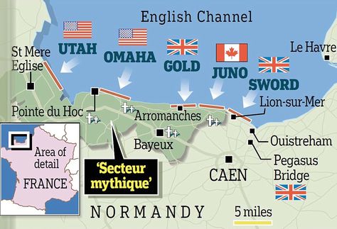 D-Day landings: This map shows where in Normandy British, US and Canadian troops landed from on June 6, 1944 France Road Trip, Caen France, France Normandy, D Day Normandy, D Day Beach, D Day Invasion, Normandy Landings, Operation Overlord, American Cemetery