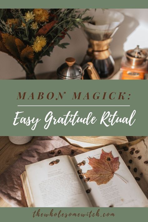 The Autumn Equinox is upon us! Also known as Mabon and the Witches Thanksgiving. This is a time for protection, balance, prosperity, and gratitude. Click through for an easy gratitude ritual for you to perform this Mabon. ~ autumn equinox ~ spellwork ~ gratitude ~ witches thanksgiving ~ witch life ~ rituals ~ pagan ~ wiccan #mabon #qutumnequinox #rituals Mabon Celebration Activities, Mabon Candle Ritual, Mabon Gratitude Ritual, Mabon Ritual Wiccan, Gratitude Ritual Witch, Fall Equinox Journal Prompts, Mabon Cleansing, Mabon Prayer, Mabon Journal Prompts