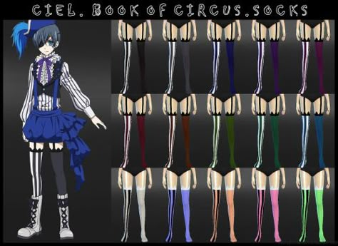 Decay Clown Sims: Ciel Book Of Circus Socks • Sims 4 Downloads Sims 4 Circus Cc, Ciel Book Of Circus, Circus Outfits, Sims Inspiration, Sims Stories, Book Of Circus, Cc Sims4, Sims 4 Cas Mods, Clown Clothes