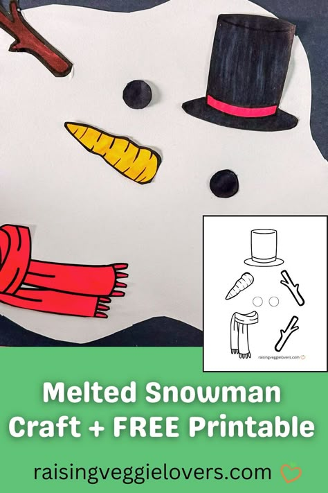 Here is a fun melted snowman craft to celebrate the end of winter and welcome in the warmer spring weather! Download your FREE printable to get started.  #wintercrafts #kidscrafts #snowman #meltedsnowman #freeprintable Snowman Melted Craft, Melted Snowman Painting, Diy Melted Snowman, Melting Snowman Craft, Melted Snowman Craft, Melted Snowman Ornament, Melting Snowman, Melting Snowmen, Printable Snowman