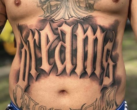 Stomach Tattoos Men Writing, Back Lettering Tattoo Men, Fonts For Tattoos For Men, Stomach Tattoos Lettering, Stomach Lettering Tattoos Men, Lettering Tattoo Men, Best Fonts For Tattoos, Chest Tattoo Fonts, Tattoo Belly