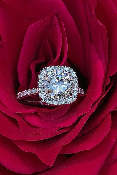 Trendy Engagement Rings, Round Halo Engagement Rings, Cool Wedding Rings, Future Engagement Rings, Flower Engagement Ring, Round Engagement Rings, Wedding Rings Halo, Wedding Rings Solitaire, Princess Cut Engagement Rings