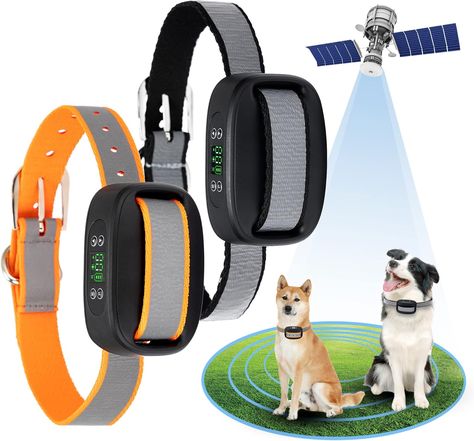 WIEZ GPS Wireless Dog Fence, Electric Dog Fence for Outdoor, Range 100-3300 ft, Adjustable Warning Strength, Rechargeable, Pet Containment System, Suitable for All Medium and Large Dogs(2 Collars) Electric Dog Fence, Wireless Dog Fence, Cat Harness, Dog Fence, Dog Training Collar, Dog Pin, Service Dogs, Dog House, Training Your Dog