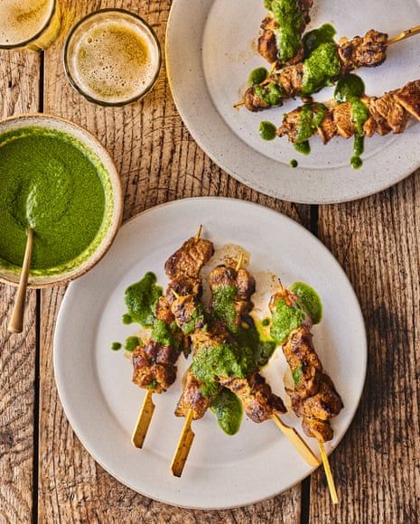 Ground Lamb Skewers, Cumin Lamb Skewers, Mojo Verde, Salted Potatoes, Kebab Skewers, Lamb Skewers, Marinated Lamb, Small Food Processor, Green Sauce