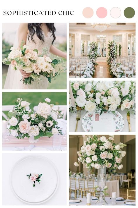 Chic Dreamy Wedding: White, Blush & Light Pink Color Palette • VintageBash Chic Wedding Color Palette, Pastel Color Palette Wedding, Light Pink Color Palette, Blush Wedding Palette, June Wedding Colors, Pink Yellow Weddings, Pink Wedding Color Scheme, June Wedding Flowers, Blush Pink Theme Wedding