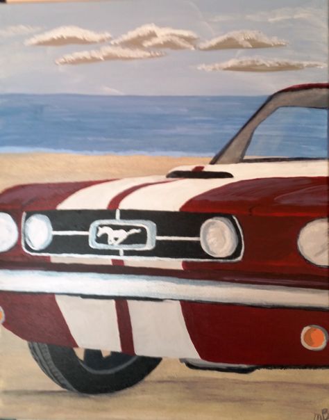 Mustang Canvas Painting, Mustang Painting Canvas Easy, Simple Car Painting, Car Paintings Easy, Car Painting Canvas Easy, Easy Car Painting, Car Painting Easy, Car Painting Ideas, Mustang Painting