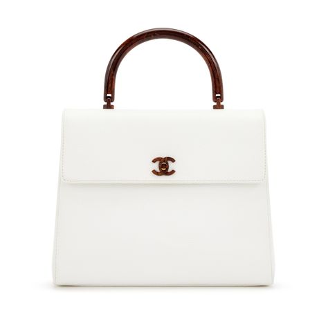 White Caviar Top Handle Flap Bag Wood Hardware, 2000-2002 | Handbags & Accessories | The Chanel Collection | 2022 | Sotheby's Wood Hardware, White Textile, Chanel White, Chanel Collection, Flap Bag, Handbag Accessories, Top Handle, Top Handle Bag, Im Not Perfect