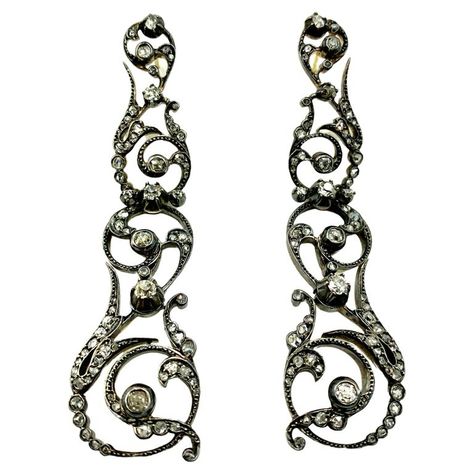 Check out this item from 1stdibs! Antique Georgian 18th Century Diamond 18K Gold, Silver Topped Gold Earrings: https://www.1stdibs.com/id-j_13487402 Georgian Earrings, Rococo Design, Fine Jewelry Earrings, Pearl Chandelier Earrings, Emerald Diamond Earrings, Diamond Chandelier Earrings, Georgian Jewelry, Gold Chandelier Earrings, Art Jewelry Design