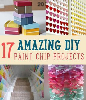 17 DIY Paint Chip Projects and Ideas by DIY Ready at www.diyready.com/18-amazing-diy-paint-chip-projects/ Paint Swatch Crafts, Paint Sample Crafts, Paint Chips Diy, Paint Samples Crafts, Paint Swatch Art, Paint Sample Cards, Chip Ideas, Paint Chip Crafts, Paint Chip Art