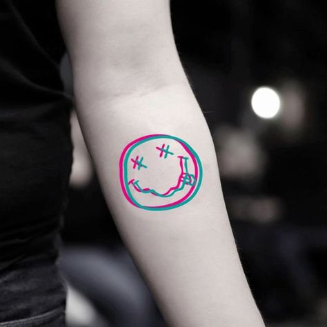 Nirvana Tattoo, Smiley Face Tattoo, Tattoo Diy, Sticker Tattoo, Handpoke Tattoo, Inspiration Tattoos, Awesome Tattoos, Diy Tattoo, Temporary Tattoo Stickers