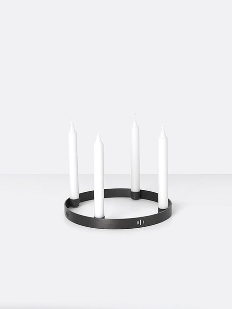 Candle Holder Circle - Black Brass-Small 1 Brass Candle Sticks, Black Candle Holder, Black Candle Holders, Small Candle Holders, Taper Candle Holders, Brass Candle, Brass Candlesticks, Black And Brass, Ferm Living