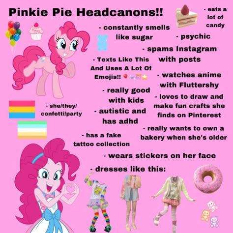 Pinkie Pie Kinnie Bingo, Pinkie Pie Fanart, Pinkie Pie Headcanons, Character Headcanons, Mlp Infection, My Little Pony Headcanons, Mlp Headcanons, Mlp Headcanons Art, Mlp Whisper