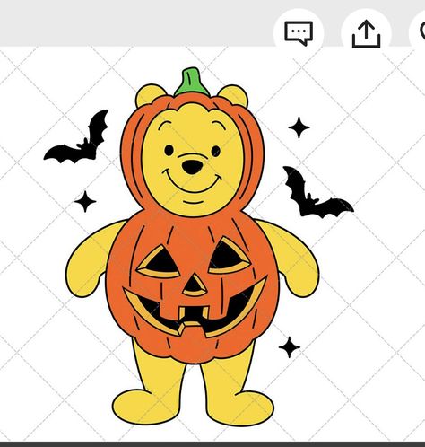 Halloween Disney Drawings, Disney Pumpkin Ideas Painting, Halloween Pooh Bear, Winnie The Pooh Painted Pumpkin, Disney Halloween Painting, Winnie The Pooh Pumpkin Painting, Disney Halloween Characters, Lunchbox Drawing, Halloween Cartoon Characters