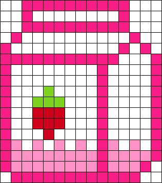 Kandi Patterns - Faves Strawberry Milk Perler Beads, Strawberry Milk Pixel Art, Milk Perler Beads, Pixel Art Strawberry, Strawberry Kandi, Strawberry Pixel Art, Pearler Bead Design, Strawberry Milk Carton, Milk Art