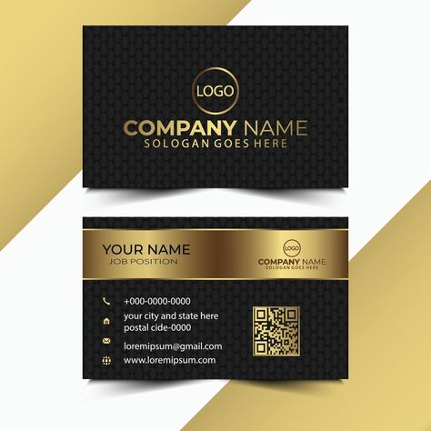 Luxury and elegant black gold business cards template on black background. Vector illustration Business Cards Black, Business Cards Template, Device Storage, Beauty Business Cards, Gold Business Card, Black Business Card, Name Logo, Beauty Business, Black And Gold