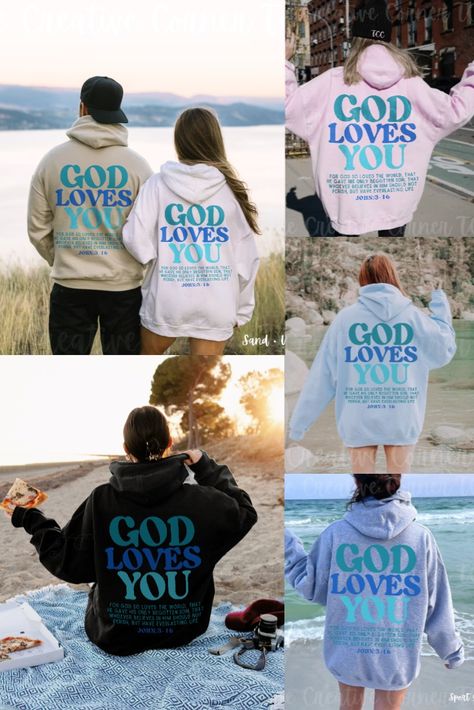 God Loves You Hoodie, Christian Hoodie, Christian men, Christian Women Clothes, Faith Merch Gifts, Trendy Christian Retro Bible Verse Christian Merch Ideas, Retro Bible Verse, Loves You, Couples Outfits, Christian Merch, Aesthetic Hoodie, Christian Men, Jewelry Accessories Ideas, Matching Couple Outfits