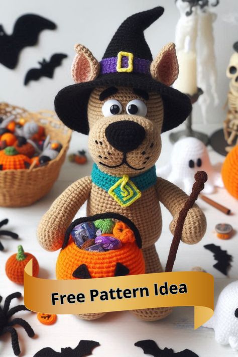 Crochet a spooky and fun Halloween Scooby-Doo with this detailed guide. Perfect for adding charm to your Halloween decor! Crochet Scooby Doo Amigurumi Free Pattern, Crochet Scooby Doo Pattern Free, Scooby Doo Crochet Pattern Free, Scooby Doo Cross Stitch, Crochet Scooby Doo, Scooby Doo Crochet, Supernatural Crochet, Crochet Things To Sell, Halloween Crochet Patterns Free