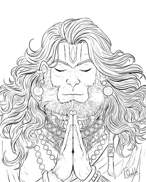 Hanuman Ji Illustration Art, God Sketches Indian, Hanuman Drawing, Sanatan Dharam, Genius Movie, Hanuman Tattoo, Bhole Baba, Hanuman Ji Wallpapers, Spirit Tattoo