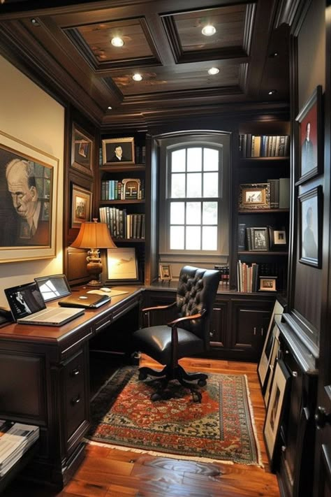 Home Library Rooms, Home Library Design, Home Office Ideas, Home Libraries, Home Office Setup, Dream House Interior, Alam Yang Indah, Home Library, Office Interior Design